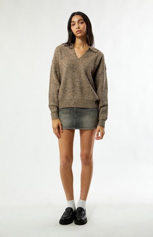 Quinn Collared V-Neck Oversized Sweater image number 4