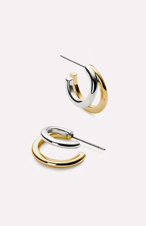 Scarlett Two Tone Double Hoop Earrings image number 1