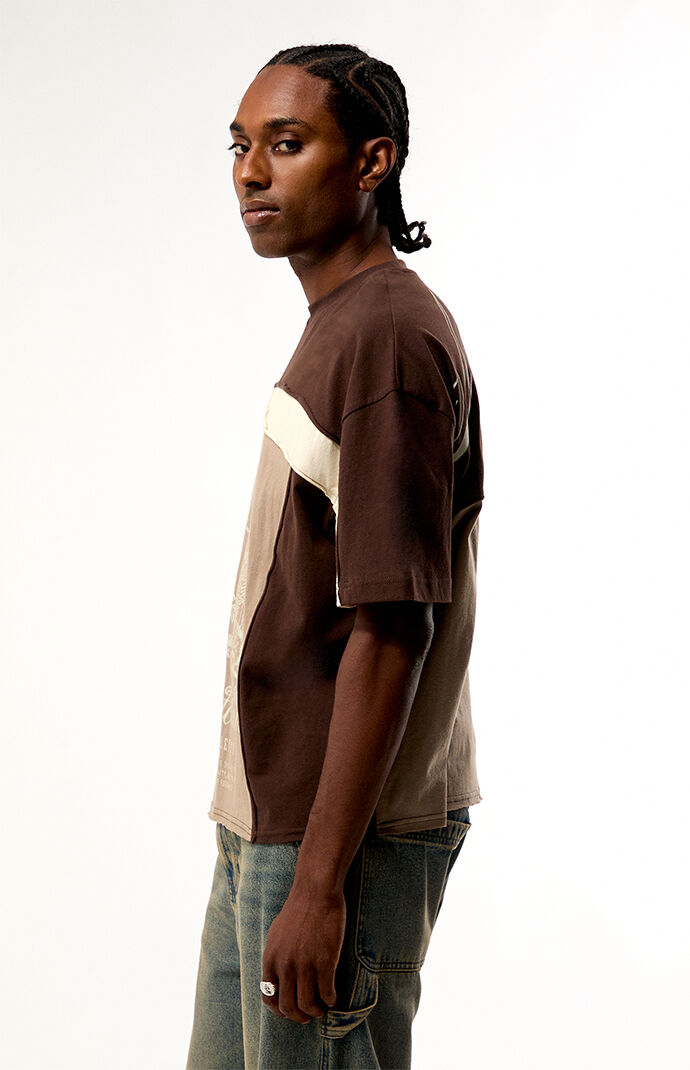 Pacsun Brown Montclair Cropped Color Block T-Shirt