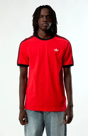 Red Three Stripes Ringer T-Shirt image number 1