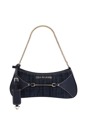Top Zip Dark Denim Shoulder Bag image number 7