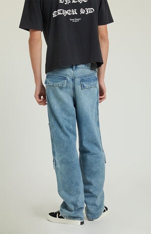 Light Indigo Baggy Carpenter Cargo Jeans image number 5