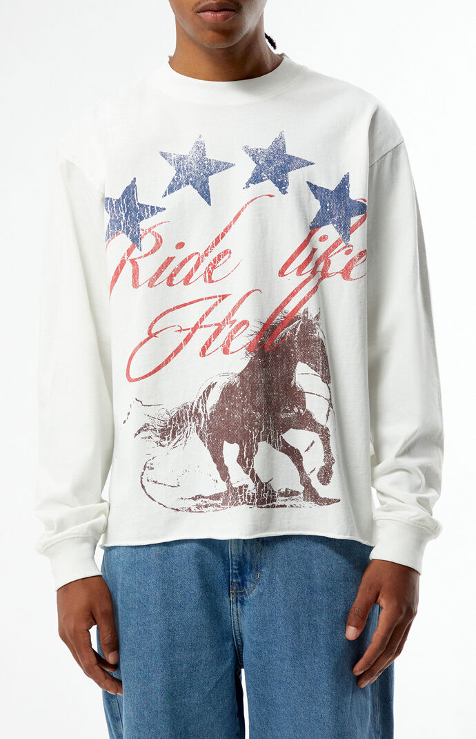 Pacsun Ride Like Hell Cropped Long Sleeve T-Shirt