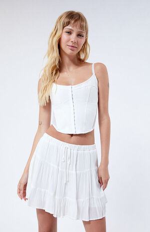 White Tiered Mini Skirt image number 1