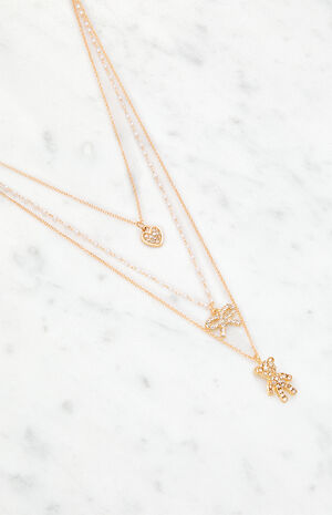 Bear Bow Heart Layered Necklace image number 2