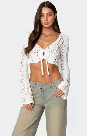 Tie Front Crochet Crop Top