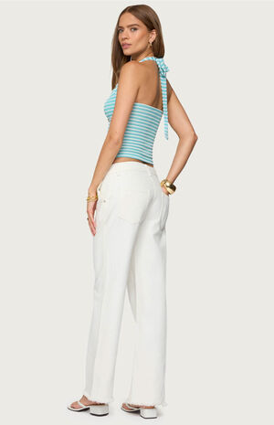 Lovina Textured Striped Halter Top image number 4