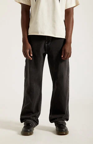 Dylan Baggy Jeans Carpenter Contrast Stitch Black image number 3