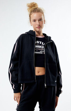 x PacSun Eco Austin Double Side Stripe Zip Up Hoodie image number 5