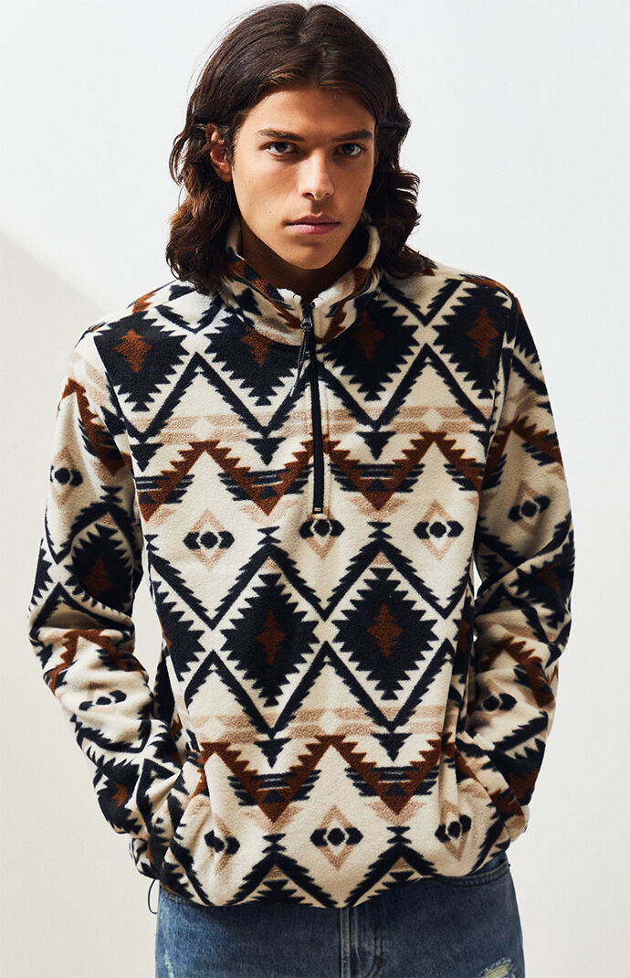 mens aztec fleece pullover