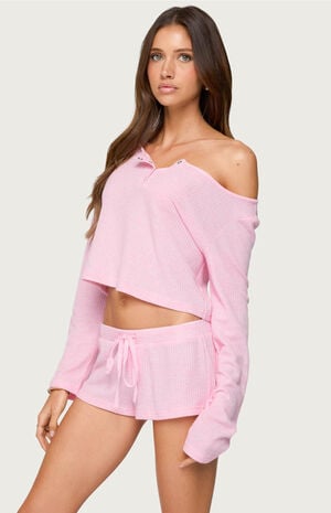 Teddy Cropped Waffle Top image number 2