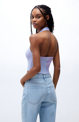 Two Toned Halter Sweater Tank Top image number 2