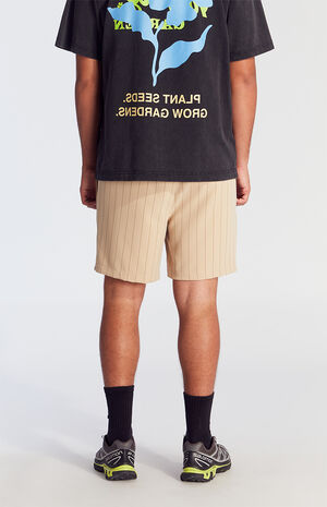 Tan Striped Volley Shorts image number 5