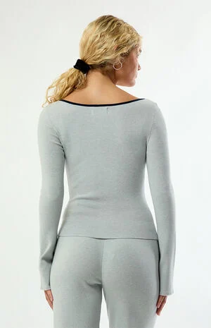 Sage Ribbed Long Sleeve Sweater image number 4
