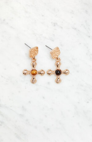 Gemstone Cross Earrings image number 1