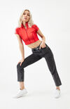Red Russo Cropped Zip Up Jacket Red Russo Cropped Zip Up Jacket image number null