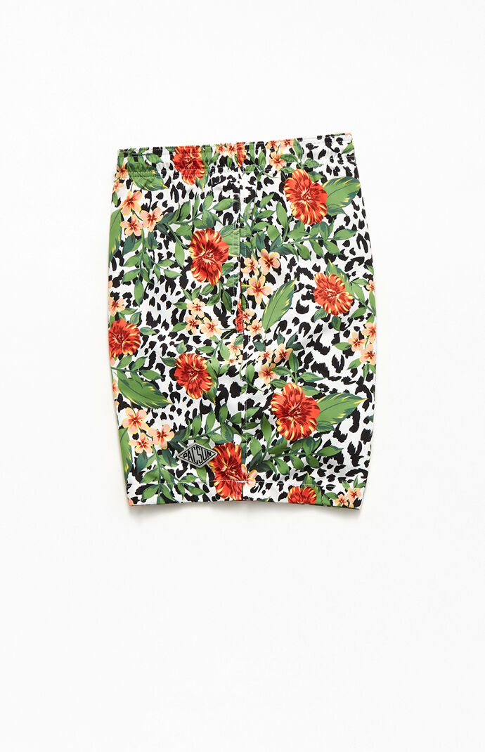 Eco Cheetah Floral 17" Swim Trunks