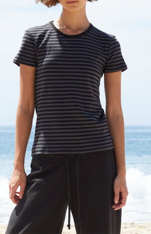 Black & Gray Striped Hailie Top image number 1