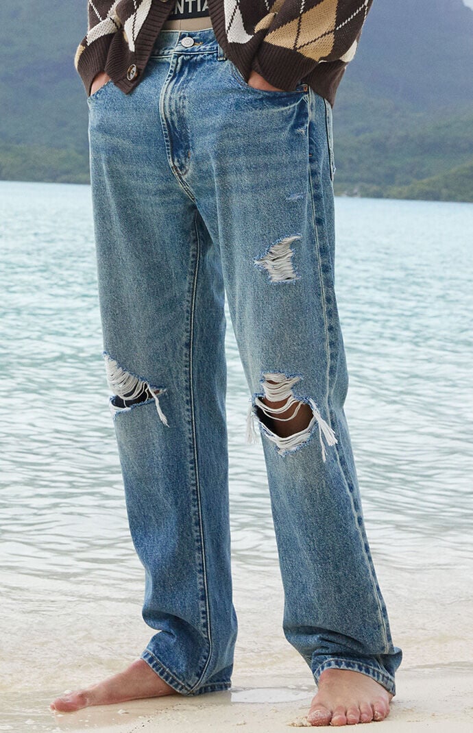 PacSun Medium Indigo Distressed Baggy 