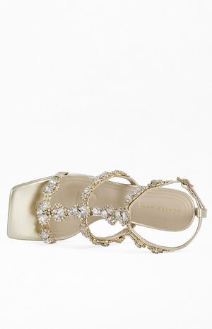 Women's Zeta Gold Rhinestone Stiletto Sandals image number 4