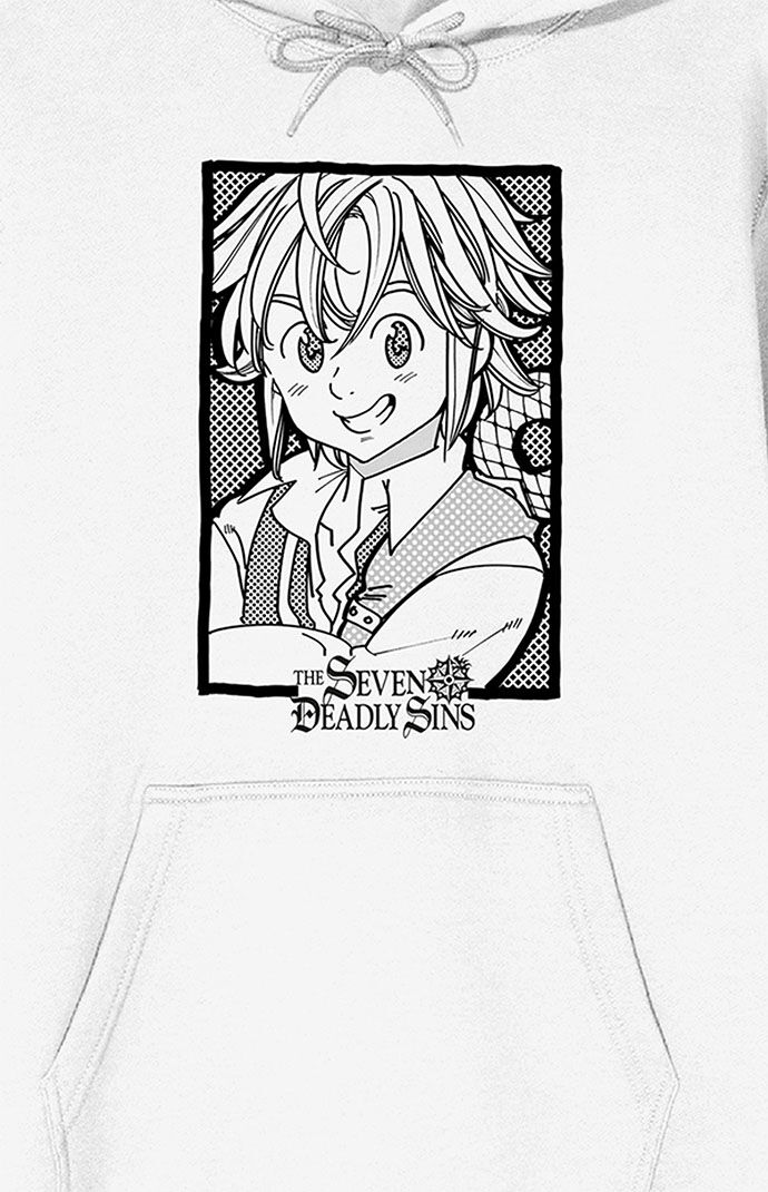 Men s Seven Deadly Sins Manga Meliodas Hoodie in White Size XL