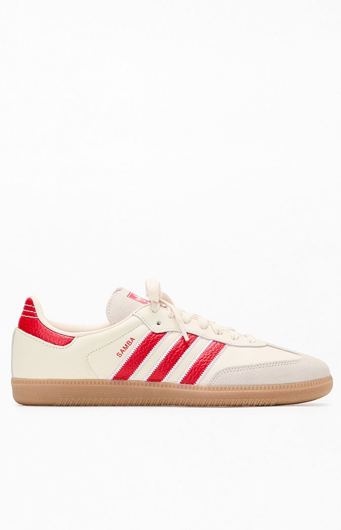 Adidas Samba OG Shoes in White/Red - Size 9