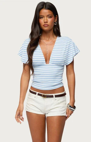 Chassidy Striped Flutter Top image number 1