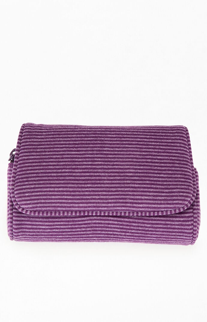 John Galt Violet Striped Makeup Bag