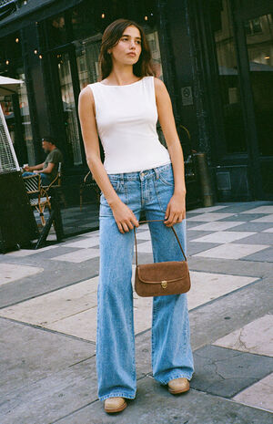Light Indigo Low Rise Baggy Wide Leg Jeans image number 1