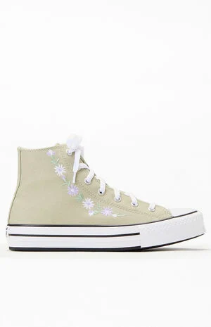 Kids All Star EVA Lift Platform Embroidered Florals High Top Shoes image number 1