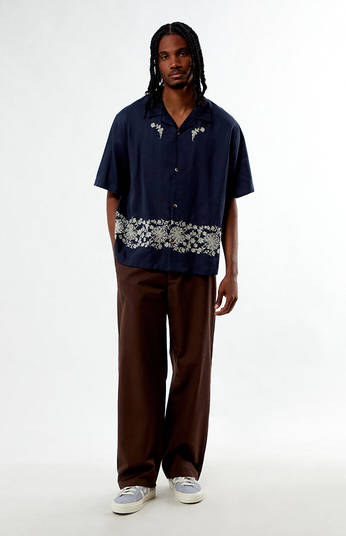 Pacsun Navy Remi Oversized Resort Camp Shirt | Pacsun