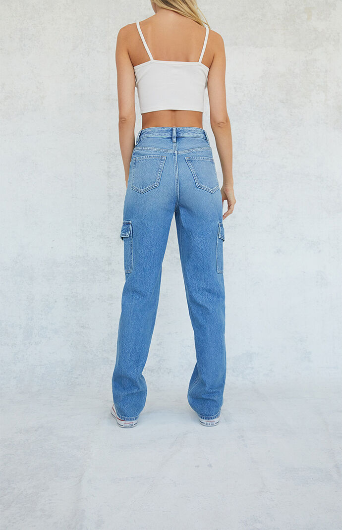Pacsun light indigo denim cargo joggers clearance