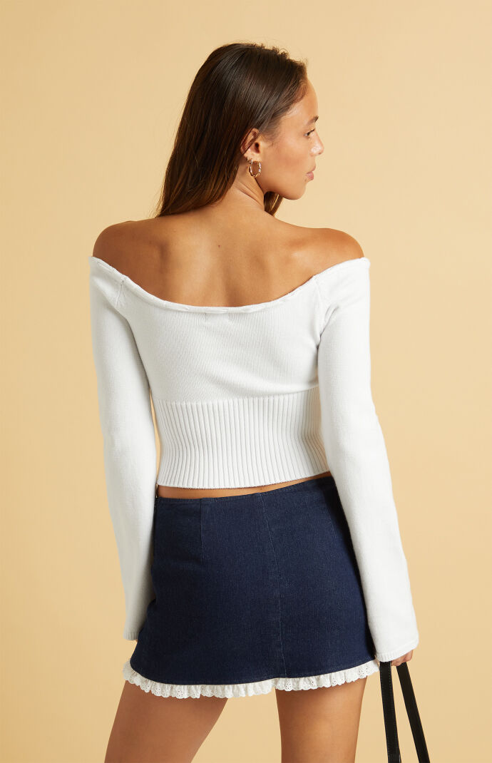 Beverly and Beck Denim Slit Eyelet Mini Skort