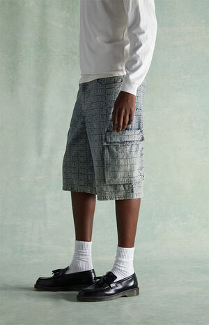 Jacquard Extreme Baggy Cargo Denim Shorts image number 3