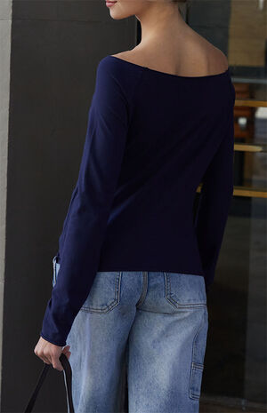 Navy Bonnie Off-The-Shoulder Top image number 4