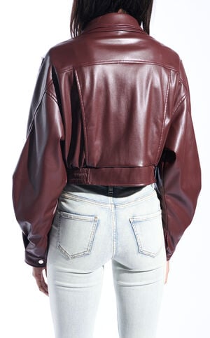 Papoose Burgundy Butter Faux Leather Jacket image number 3