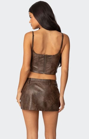 Scout Zip Up Faux Leather Corset image number 5