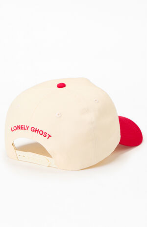 Cream & Red Text Me When You Get Lonely Snapback Hat image number 4