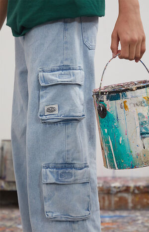 Light Blue Baggy Cargo Jeans image number 3