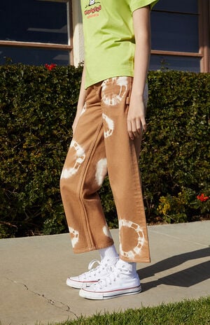 Light Brown Tie Dye Wide Leg Carpenter Jeans image number 3