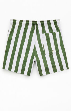 Green Striped Seersucker 4.5'' Swim Trunks image number 2