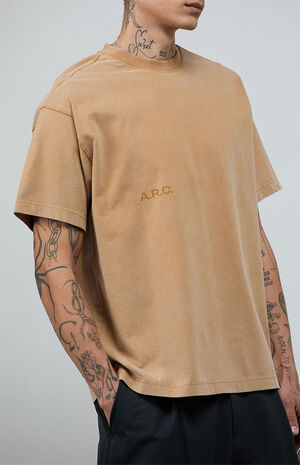 Brown Vintage Wash Heavyweight Oversized T-Shirt image number 3