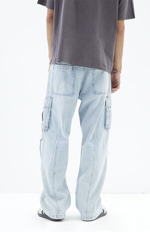 Light Indigo Baggy Cargo Jeans image number 4
