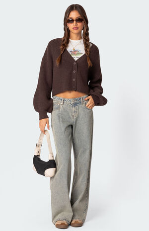 Sabrina Chunky Knit Cropped Cardigan Sabrina Chunky Knit Cropped Cardigan image number 2