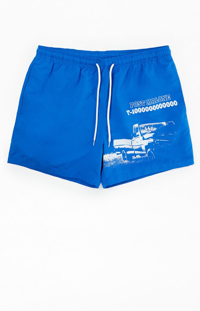PacSun Post Malone Blue 4.5" Swim Trunks