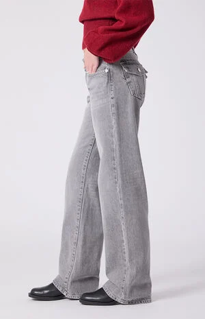 Zoe Low Rise Girlfriend Jeans Button Pocket Gray image number 3
