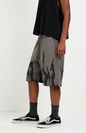 Flame Fleece Baggy Sweat Shorts image number 3