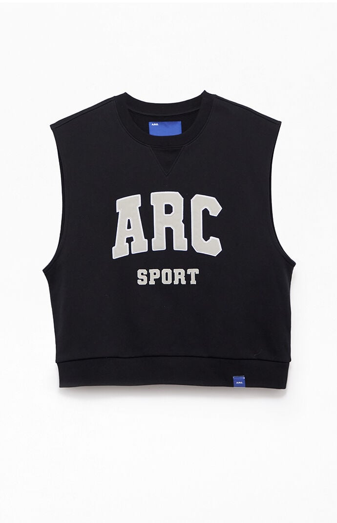 A.R.C. Black Sport Cut Off Muscle Crew Neck Sweatshirt
