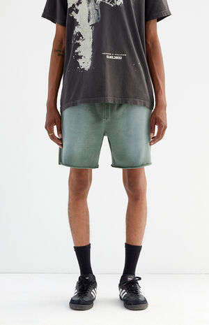 Green Acid Wash Sweat Shorts image number 3