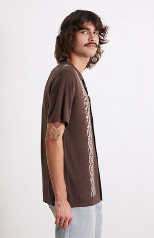Brown Jacquard Knit Shirt image number 3